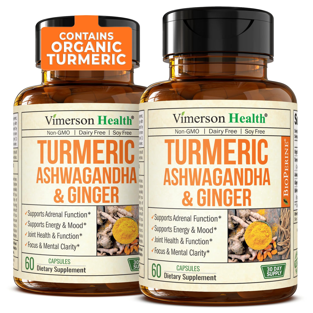 Turmeric Curcumin & Ashwagandha Capsules - Joint Support Supplement (2 pack)
