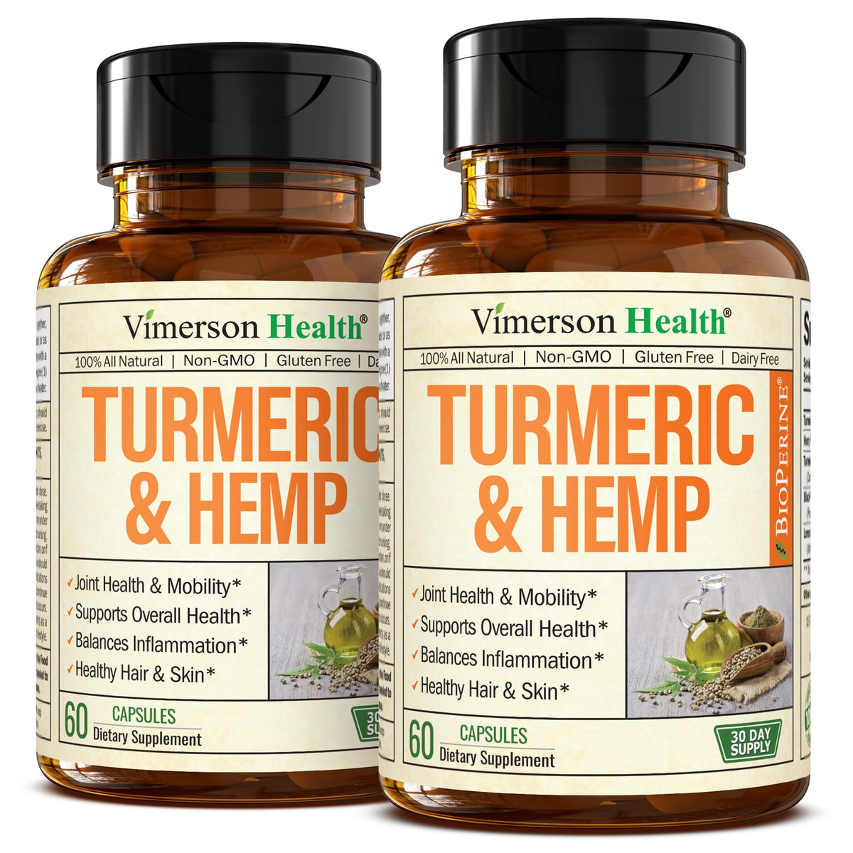 Turmeric and Hemp Capsules - Sleep & Mood Support (2 Pack)